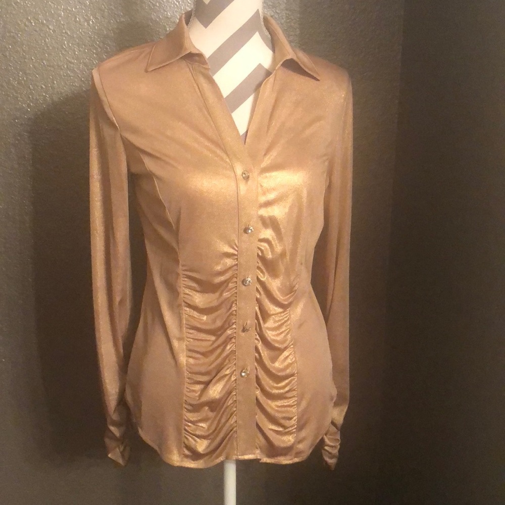 INC gold metallic blouse